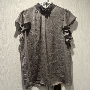 Alex and Lily blouse light gray turtle neck - silk finish